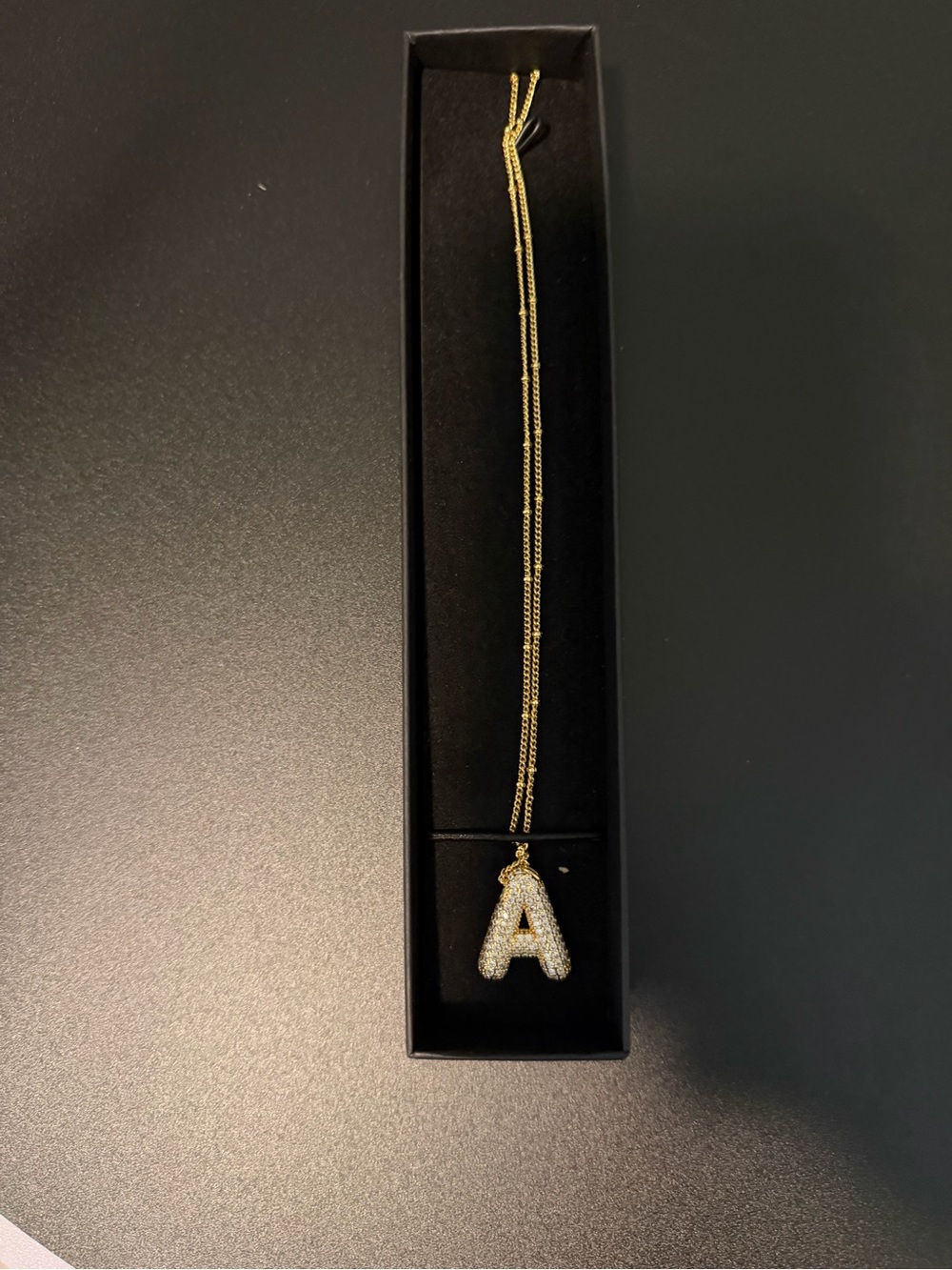 Gold Initial A Pendant Necklace - Diamond-Style Accent